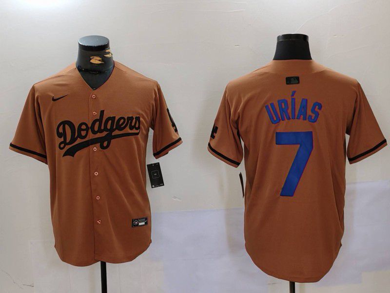 Men Los Angeles Dodgers #7 Urias army green joint name 2024 Nike MLB Jersey style 2->->